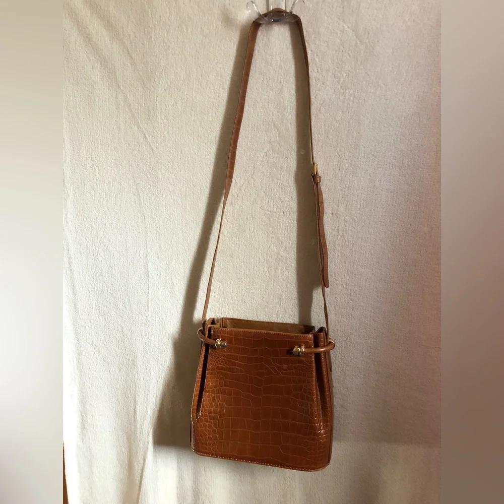 Vintage Bally crossbody bag croc print leather cognac tan - Picture 3 of 5